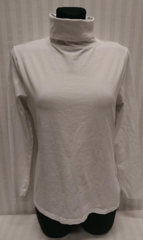 Dámsky elastický biely top s rolákovým golierom, l, l