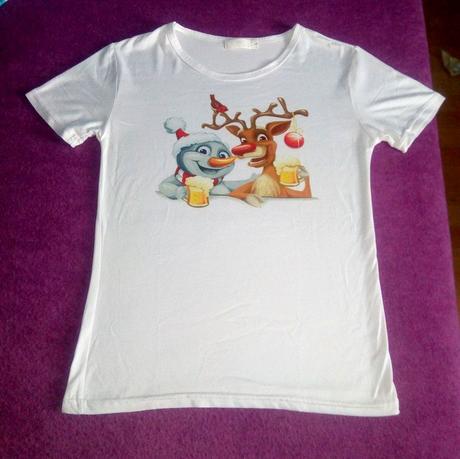 Biele tričko s vianočnou potlačou, l