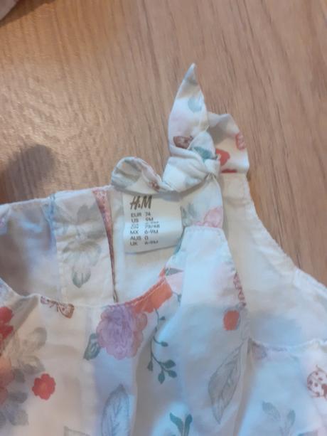 Letné šaty s všitým body v.74 súprava s klobúčikom, h&m,74
