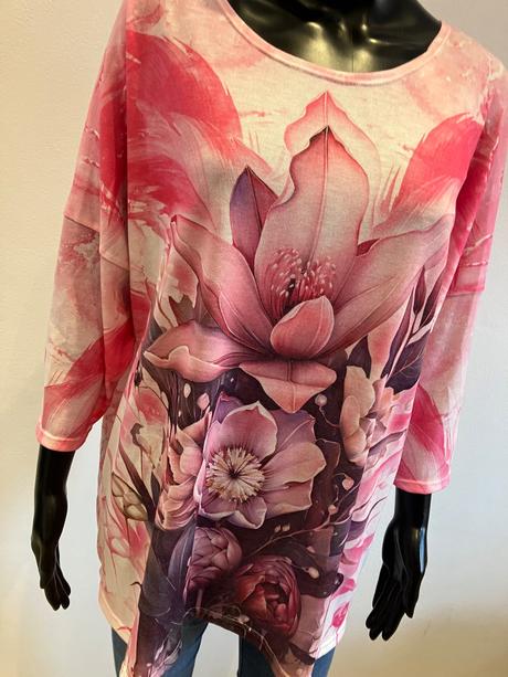 Dámske kvetované oversize svetrové tričko (uni), l / m / s / xl