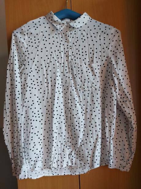 Biela bodkovaná košeľa blúzka, s