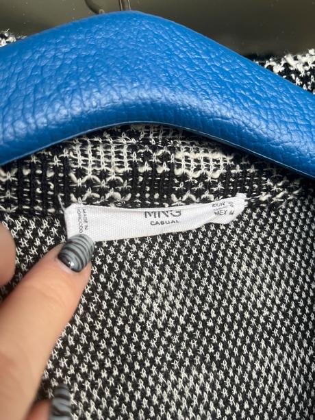 Kockovana košeľova bunda čierno-biela mango, mango,m