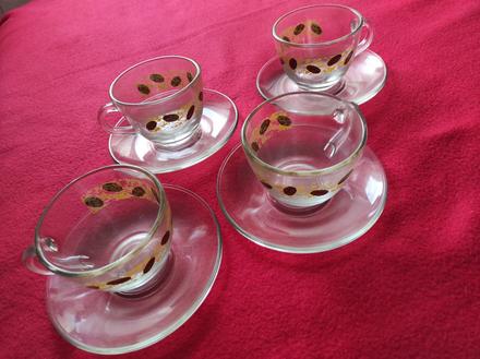 Kávová / čajová súprava - dekorované sklo, 