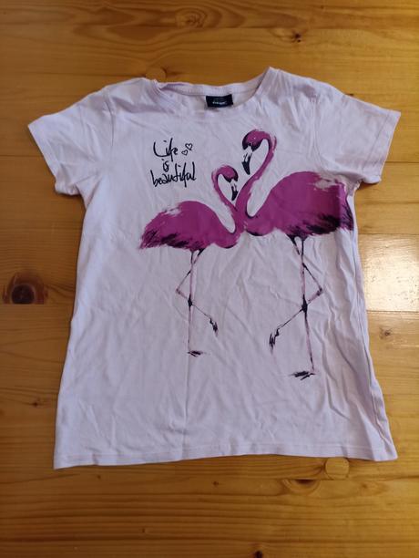 Detské ružové tričko s plameniakmi, 146