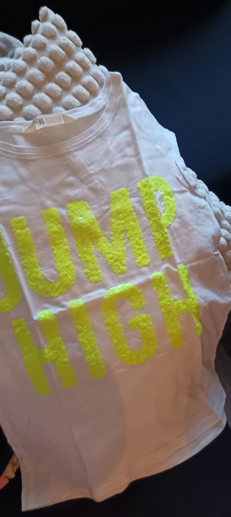 Biele tričko s flitrami, h&m,152