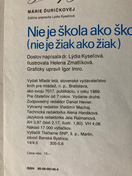 Nie je škola ako škola-druhé vyd.1989,