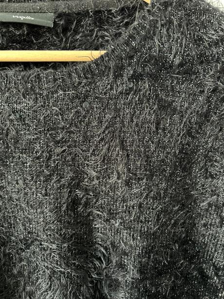 Wallis čierny trblietavý sveter s 3/4 rukávmi, wallis,s