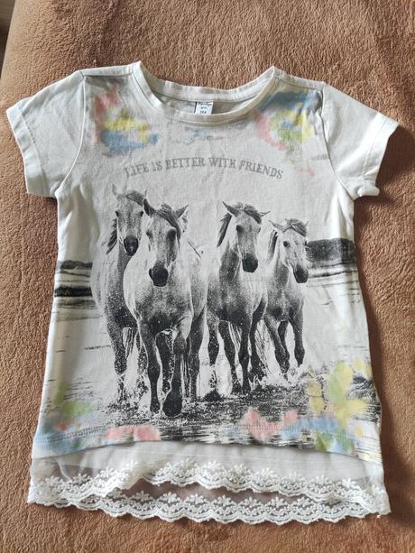 Tričko s koníkmi a čipkou, dopodopo,122