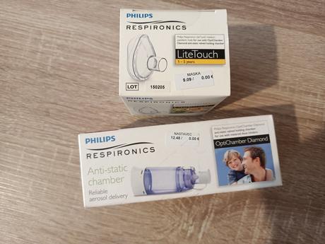 Nástavec na inhalovanie a stredná detská maska, 