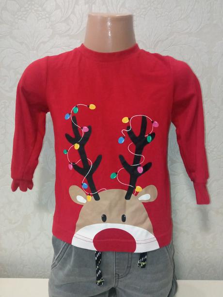 Chlapčenské vianočné tričko so sobom (18-23 mes.), 86