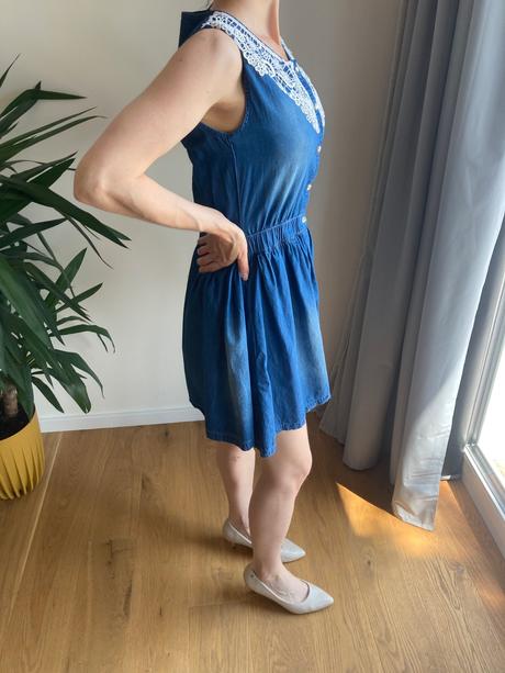 Jeansove saty s cipkou, 170