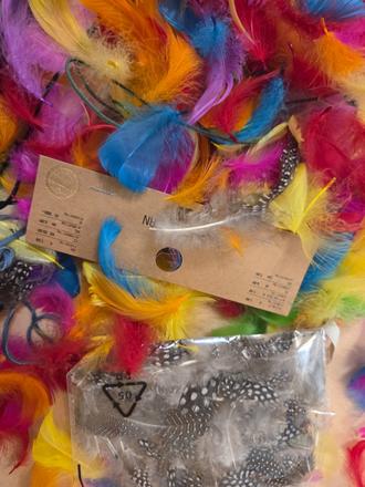 Pestrofarebné pierka na tvorbu,