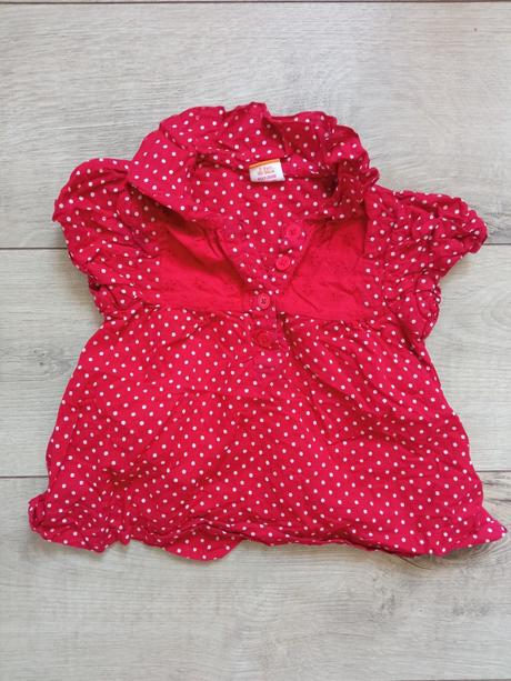 Dievčenská červená bodkovaná košeľa (2-3 r.), mini mode,92