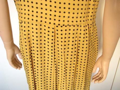 Horčicovo-žlté bodkované retro šaty, xl