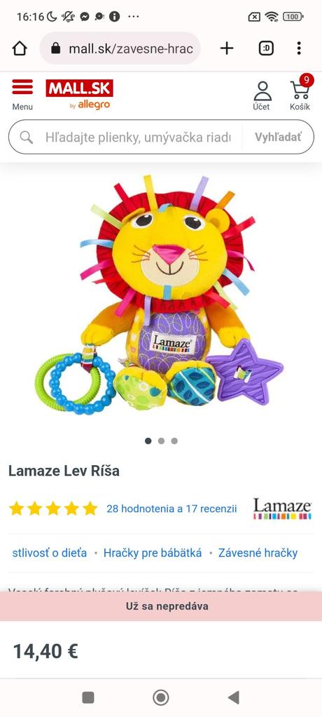 Hračka pre bábätká lev zn. lamaze, 