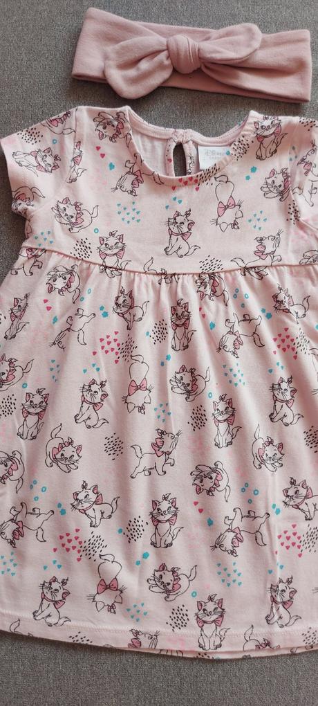 Šaty "mačičky" + čelenka, disney,86