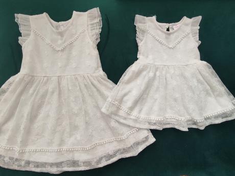 Biele šaty pre sestry veľ. 74 a 98, pepco,98