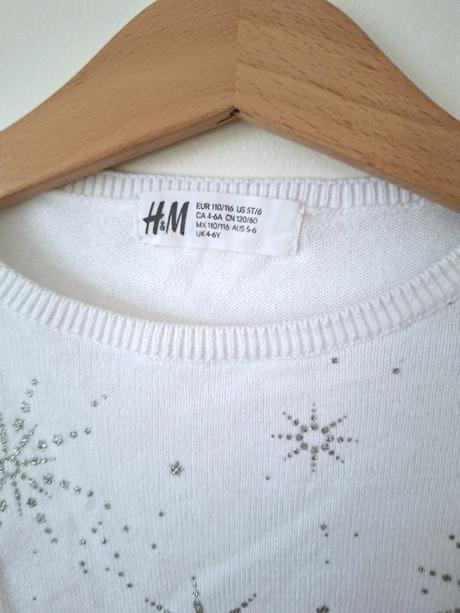 Bavlnený sveter s vločkami zn. h&m, 110/116, h&m,116