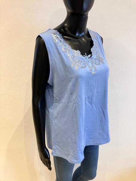 Dámske modré tričko s flitrami veľk.44-46, bonprix,xxl