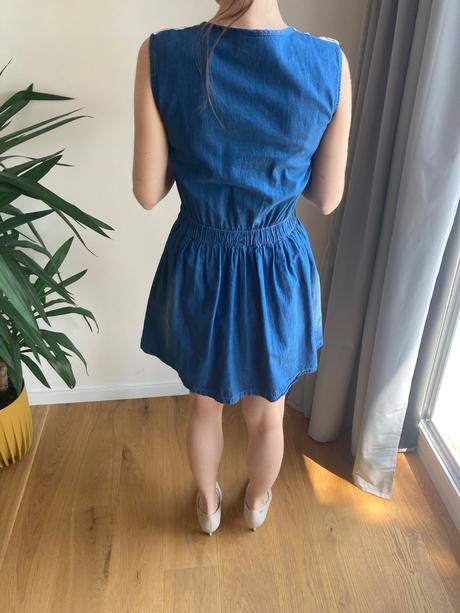 Jeansove saty s cipkou, 170