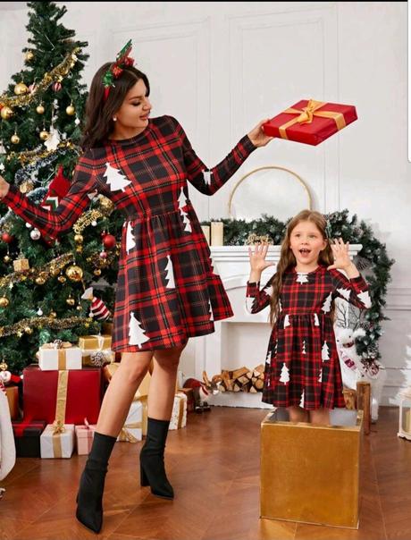 Šaty vianočné mama a dcéra, l / m / s / xl