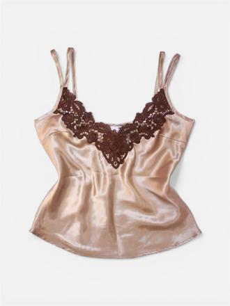 Zlaté saténové tielko h&m s čipkou  vintage / y2k, h&m,36