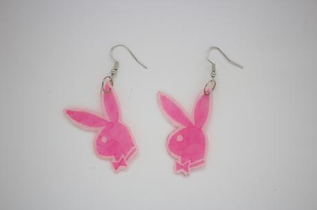 Handmade náušnice playboy bunny lacy trash,