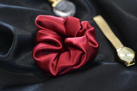 Bordová midi scrunchie gumička, 