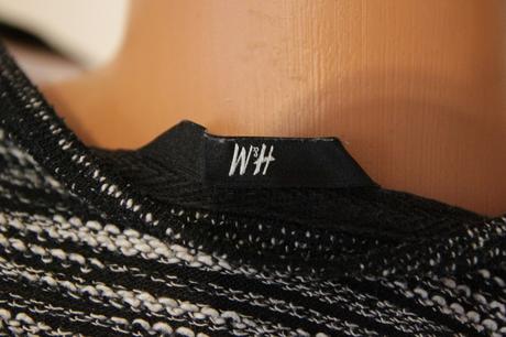 Krémovo čierny sveter, h&m, h&m,m