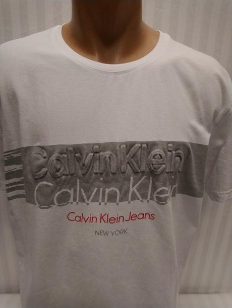 Pánske biele tričko s nápisom, calvin klein, xxl, calvin klein,xxl
