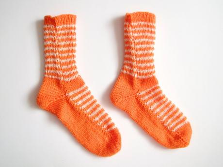 Oranžovo-biele štrikované ponožky, 36 / 37 / 38 / 39 / 40