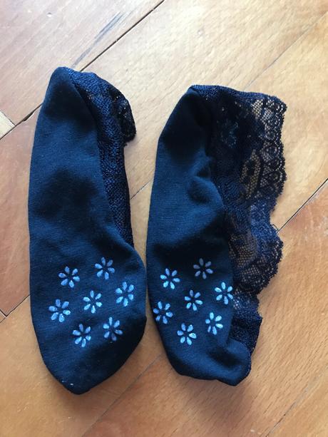 Čierne krajkové nízke ponožky do balerínok, 38