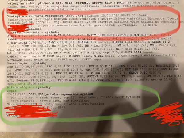 Je na základe týchto výsledkov vysoká pravdepodobnosť predčasného pôrodu?