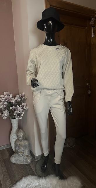 Svetlobéžové elastické pohodlné nohavice magenta, m