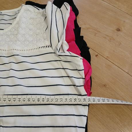 3x tričká s volánovým rukávom, tchibo,46