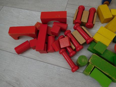 Retro-drevené kocky stavebnica, 