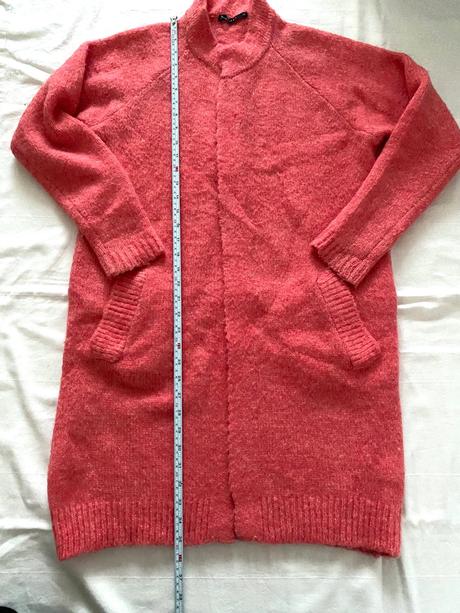 Dlhý marhuľový kardigan s prímesou vlny, m