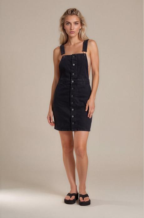 Čierne denimové šaty na traky kate denim, s