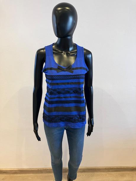 Dámske tričko s mašličkou modro-čierne, m