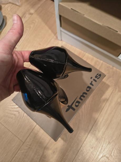 Kožené lakované lodičky, tamaris,38