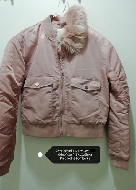 Ružová bomberka bunda s odopínateľnou kožušinkou, river island,152