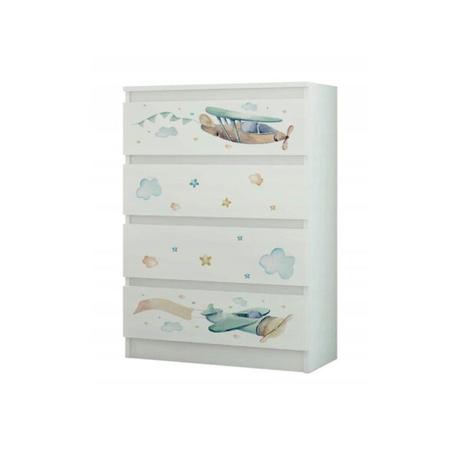 Babyboo detská izba lulu dvojposteľ biela lietadlá, 