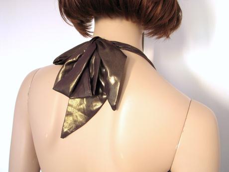 Plisované fialovo-zlaté spoločenské šaty,