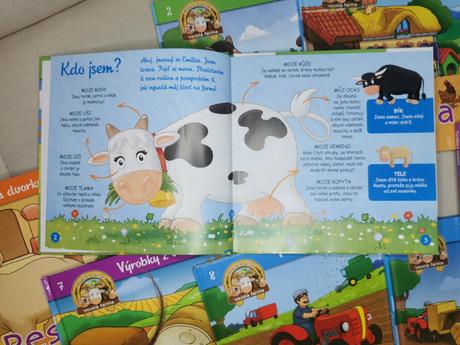 Knižky farma a zvieratá na farme, veci,