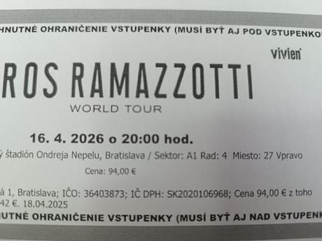 Vstupenky eros ramazzotti,