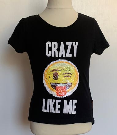 Čierne tričko emoji s flitrami, 134