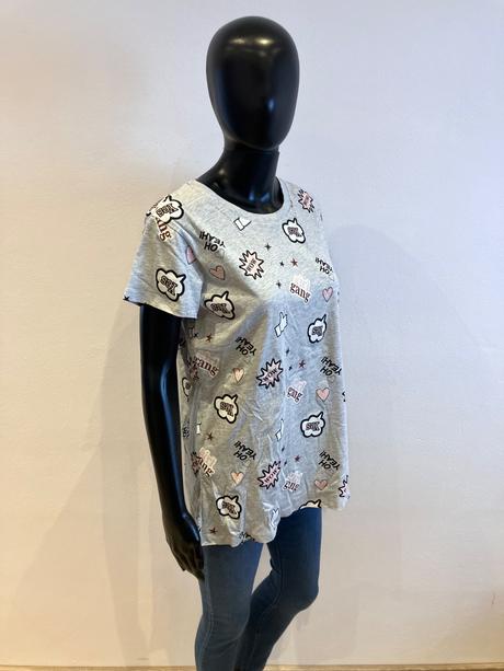 Dámske sivé tričko krátky rukáv s potlačou (l), l