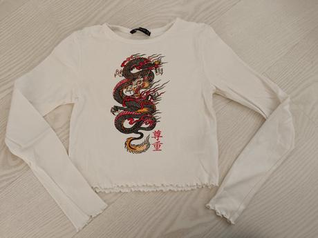 Biele tričko s drakom, new yorker,s