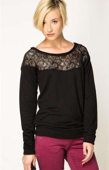 Guess čierny pulóver mikina s krajkou pc 80 e, guess,s