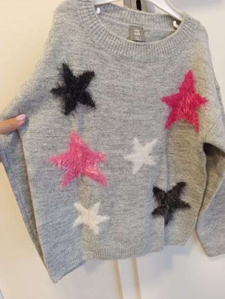Dievčenský sivý sveter s hviezdami, pepco,128